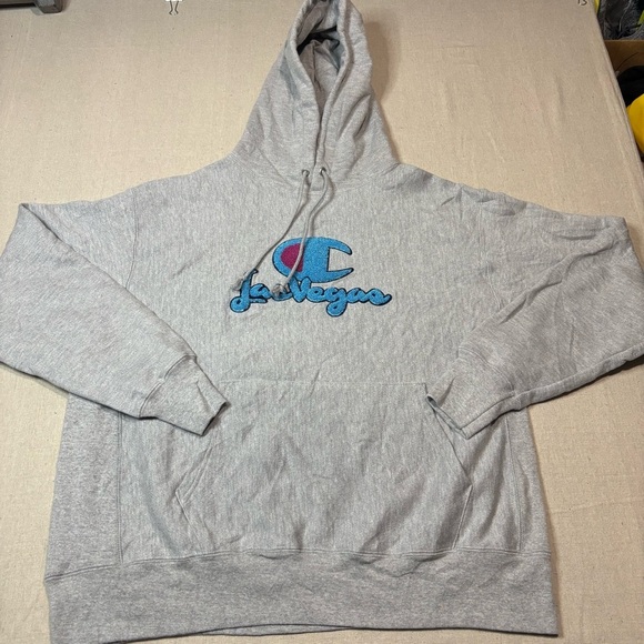 Vintage Champion Reverse Weave Las Vegas Hoodie Sweatshirt Mens Sz XL 90s Gray - Picture 1 of 5